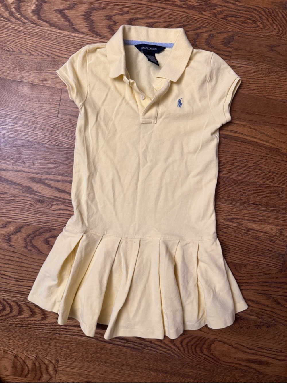 Ralph Lauren Girls' Pale Yellow Polo Dress with Embroidered Pony size 6